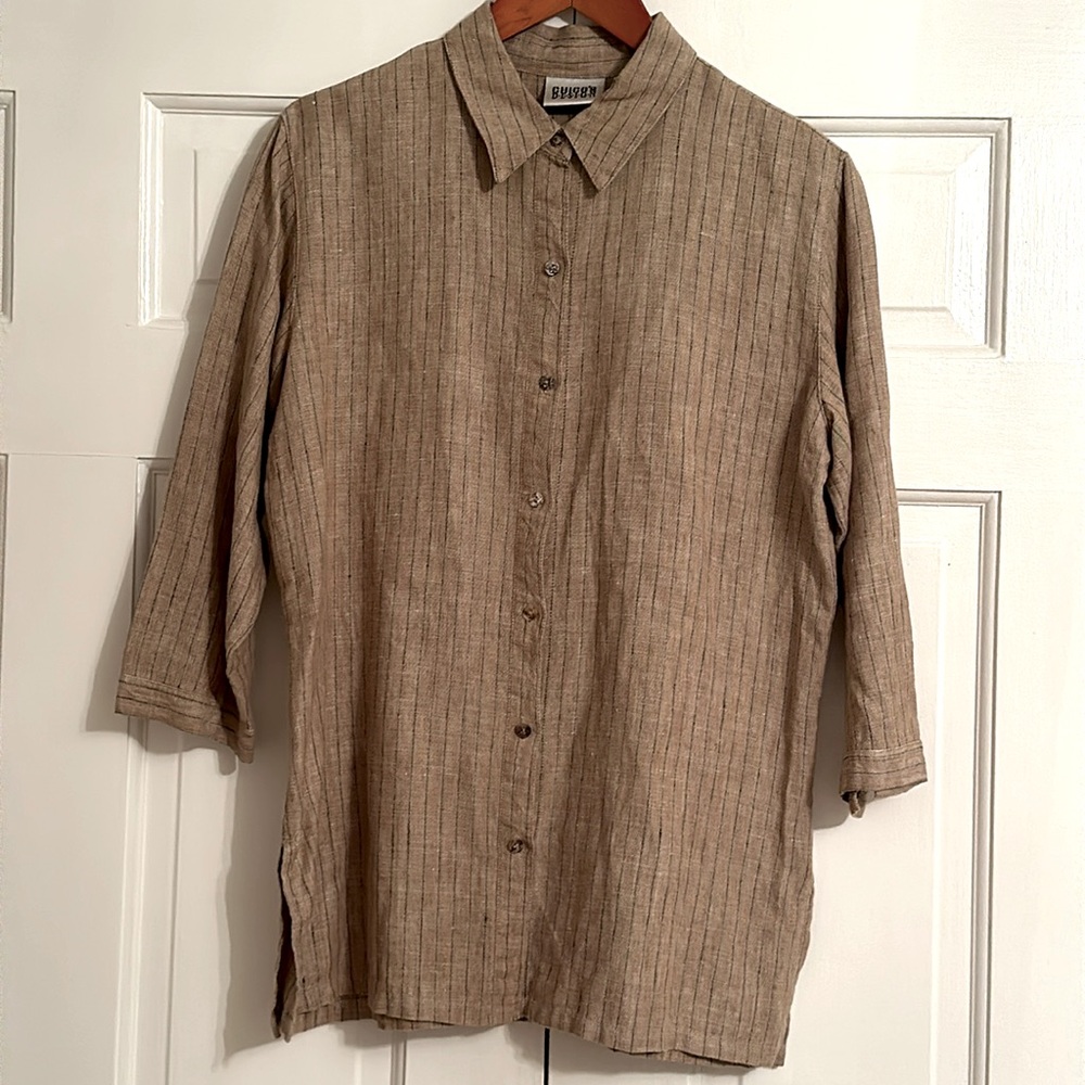 Chico’s Linen Shirt 3/4 Sleeve Size 1